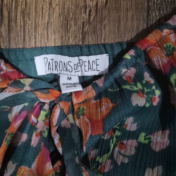 Patrons of Peace Dark Green and Orange Floral Midi Dress - Picture 2 of 2